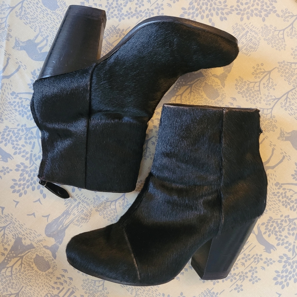 Rag and Bone Black Haircalf Ankle Boots, Sz. 8